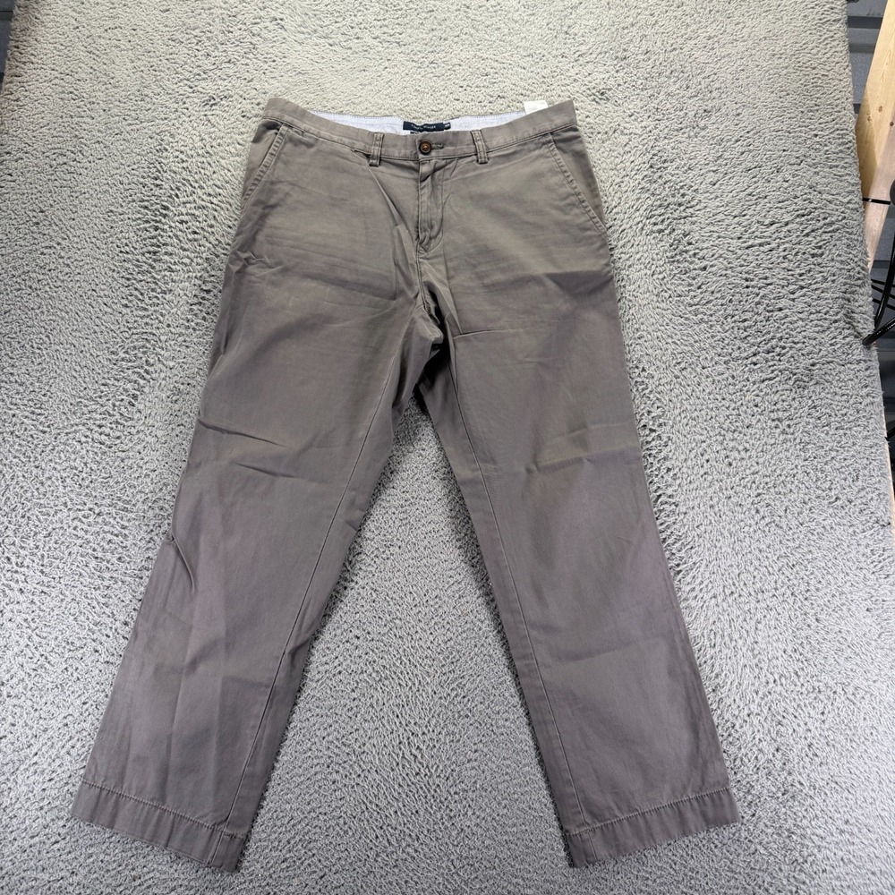 Tommy Hilfiger Pant Men's 34x30 Gray Cotton Chino Straight-Leg Business Career